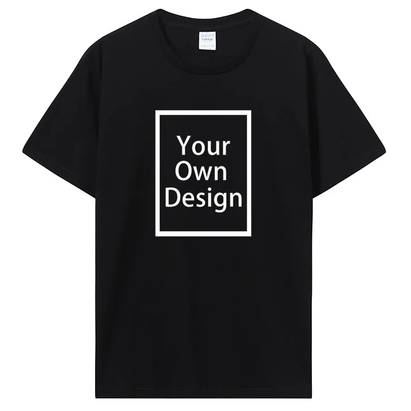 Custom Cotton Customized Print Short Sleeve T Shirt Tops Tees DIY Your Like Photo Or Logo Cotton T-shirt Men Women Clothing
