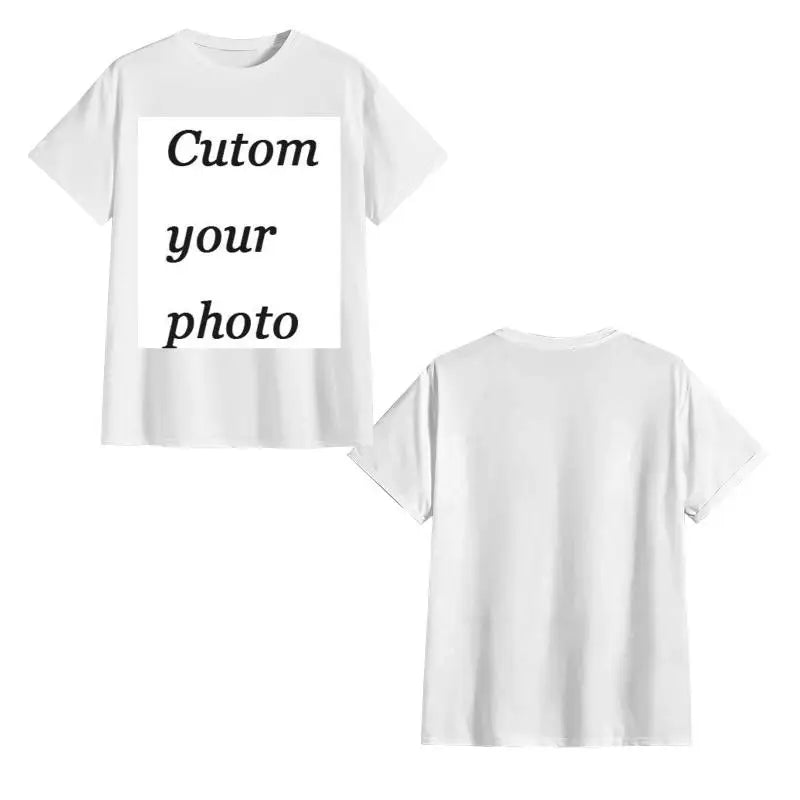 Custom Cotton Customized Print Short Sleeve T Shirt Tops Tees DIY Your Like Photo Or Logo Cotton T-shirt Men Women Clothing
