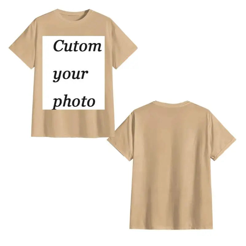 Custom Cotton Customized Print Short Sleeve T Shirt Tops Tees DIY Your Like Photo Or Logo Cotton T-shirt Men Women Clothing