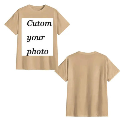 Custom Cotton Customized Print Short Sleeve T Shirt Tops Tees DIY Your Like Photo Or Logo Cotton T-shirt Men Women Clothing